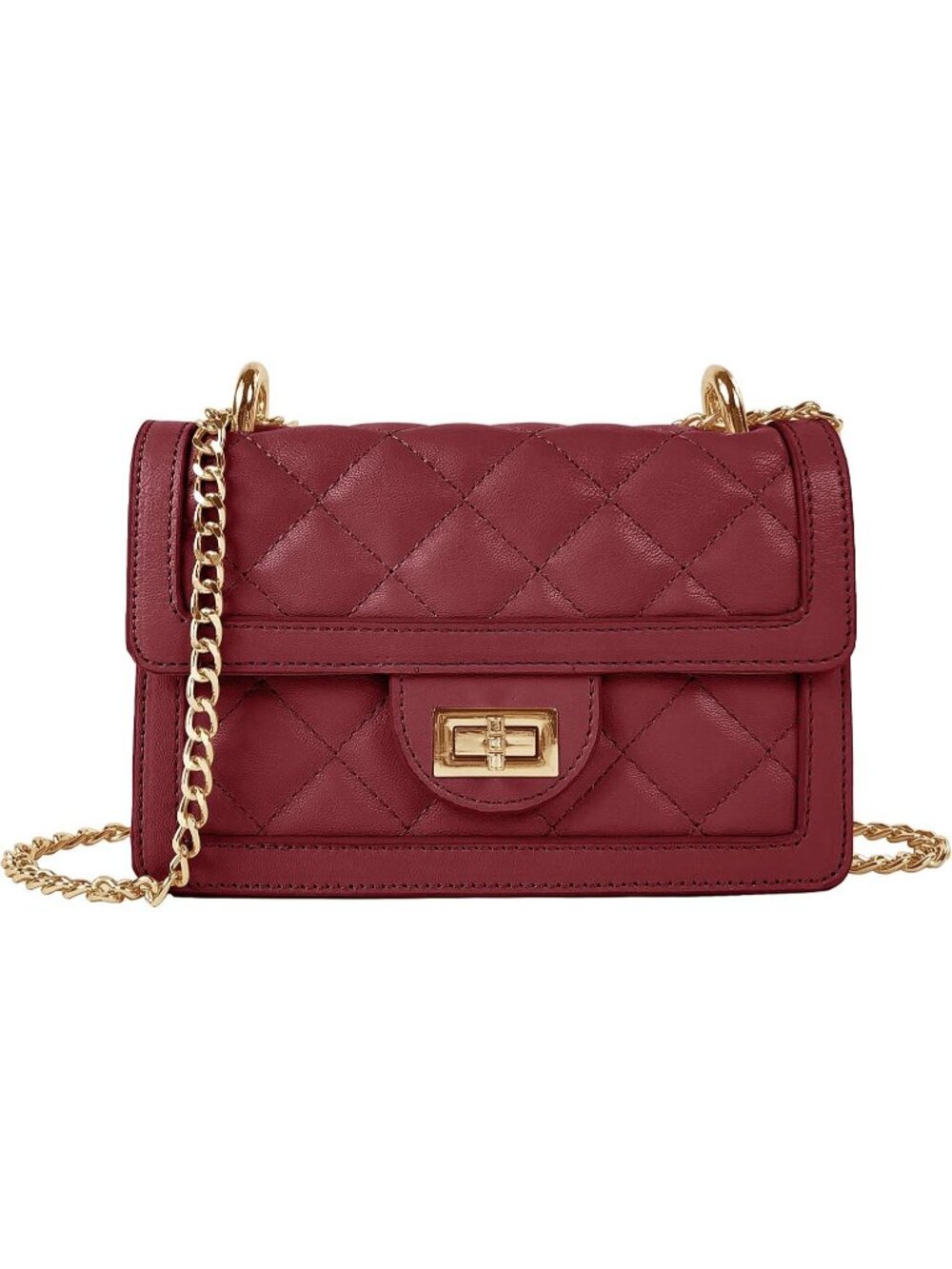 Women's Wine Small Quilted Crossbody Bag Designer Mini Shoulder Purse